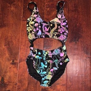 ClubExx Mushroom Reflective Open Back Bodysuit